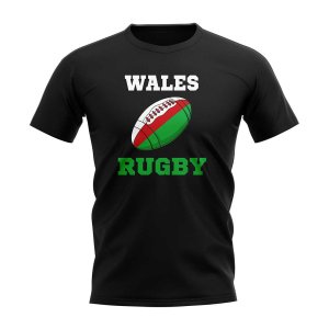 Wales Rugby Ball T-Shirt (Black)