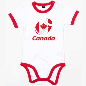 Canada Rugby Ringer Bodysuit - White/Red (Baby)