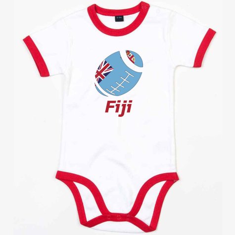 Fiji Rugby Ringer Bodysuit - White/Red (Baby)