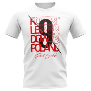 Robert Lewandowski Poland Graphic Signature T-Shirt (White)