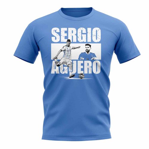 Sergio Aguero Player Collage T-Shirt (Sky Blue)