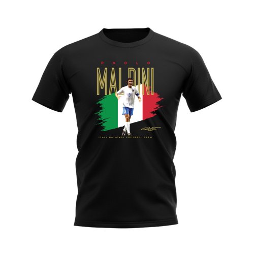 Paolo Maldini Italy Football Celebration T-Shirt (Black)