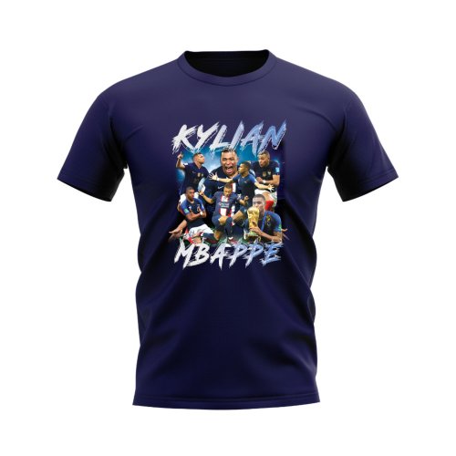 Kylian Mbappe Bootleg Football T-Shirt (Navy)