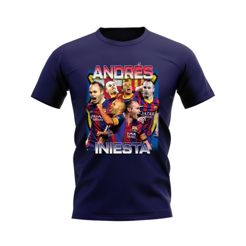 Andres Iniesta Barcelona Bootleg T-Shirt (Navy)