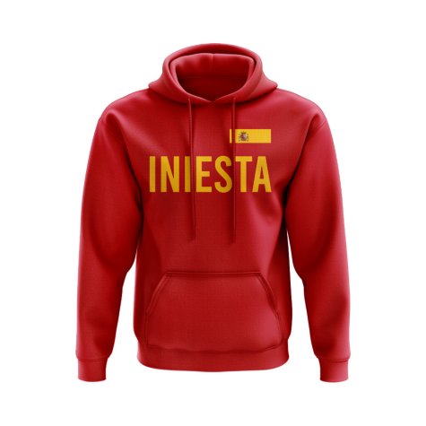 Andres Iniesta Spain Name Hoody (Red)