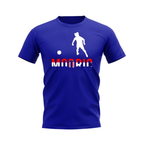 Luka Modric Croatia Silhouette T-Shirt (Royal)