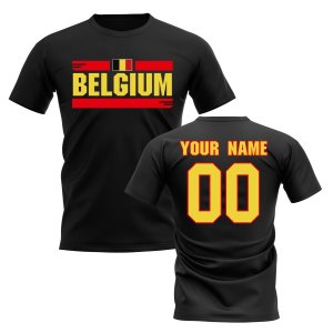 Personalised Belgium Fan Football T-Shirt (black) Personalised Belgium Fan Football T-Shirt (black)