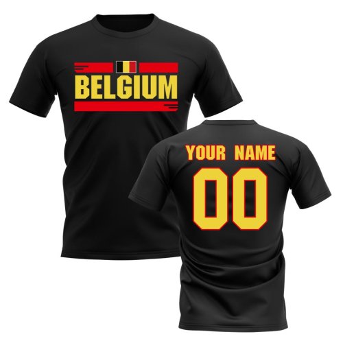 Personalised Belgium Fan Football T-Shirt (black)