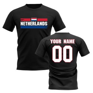 Personalised Netherlands Fan Football T-Shirt (black)