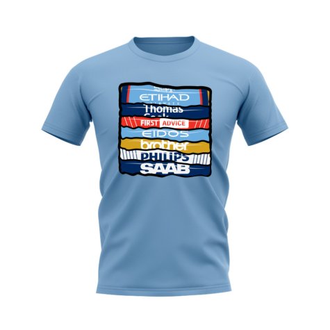 Manchester City Shirt Sponsor History T-shirt (Sky Blue)