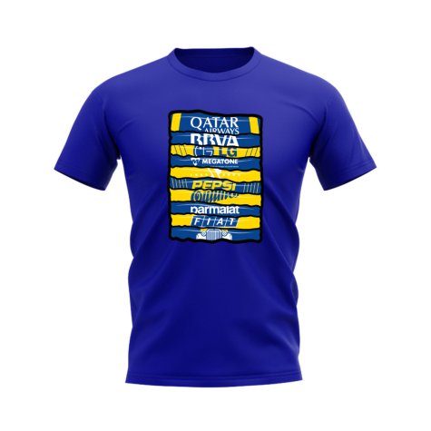 Boca Juniors Shirt Sponsor History T-shirt (Royal)