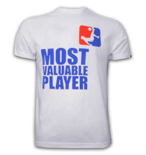 Mens Most Valuable Player Basic T and White 100% cotton