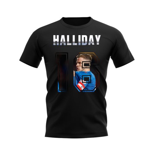 Andy Halliday Name and Number Rangers T-shirt (Black)