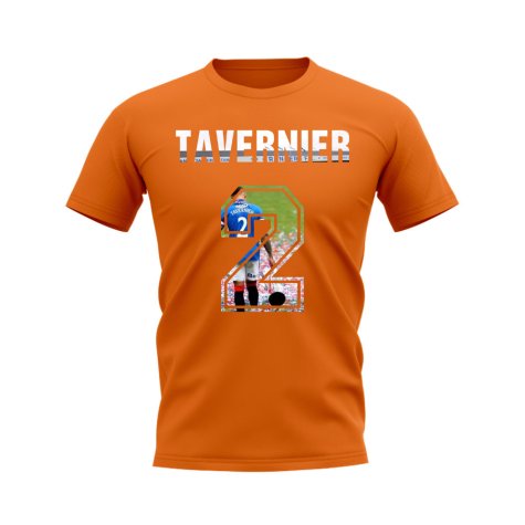 James Tavernier Trophy Walk Name and Number Rangers T-shirt (Orange)