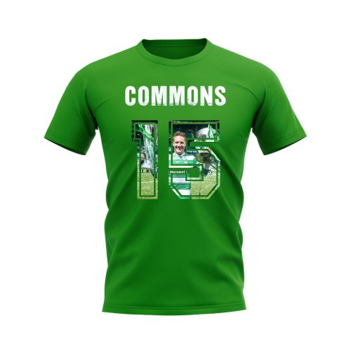 Kris Commons Name And Number Celtic T-Shirt (Green)