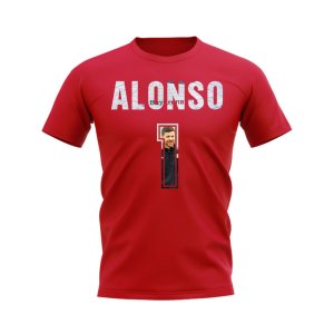 Xabi Alonso Name And Number Bayer Leverkusen T-Shirt (Red)