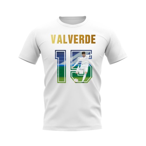 Federico Valverde Name And Number Real Madrid T-Shirt (White)