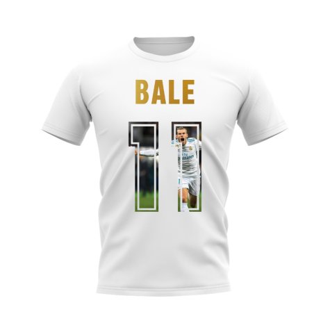 Gareth Bale Name And Number Real Madrid T-Shirt (White)