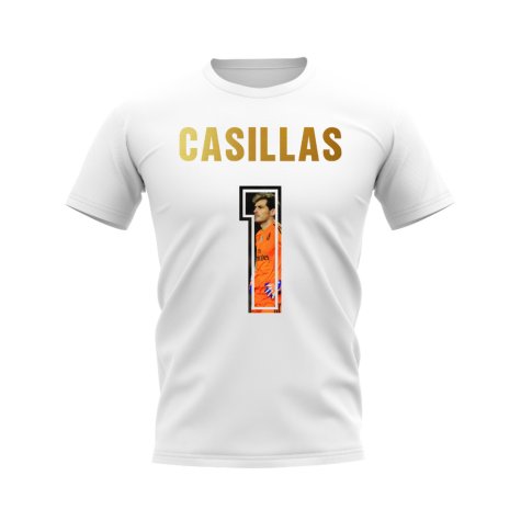 Iker Casillas Name And Number Real Madrid T-Shirt (White)