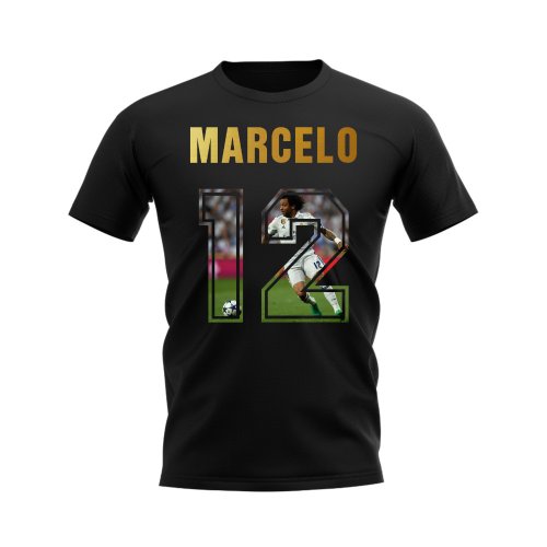 Marcelo Name And Number Real Madrid T-Shirt (Black)