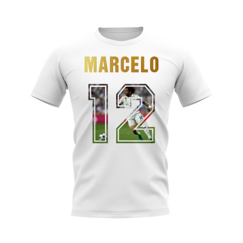 Marcelo Name And Number Real Madrid T-Shirt (White)