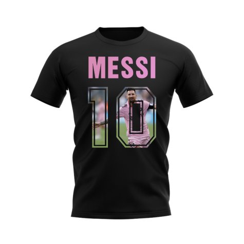 Lionel Messi Name And Number Inter Miami T-Shirt (Black)