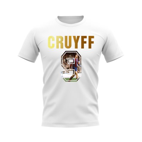 Johan Cruyff Name And Number Barcelona T-Shirt (White)