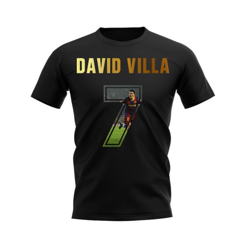 David Villa Name And Number Barcelona T-Shirt (Black)