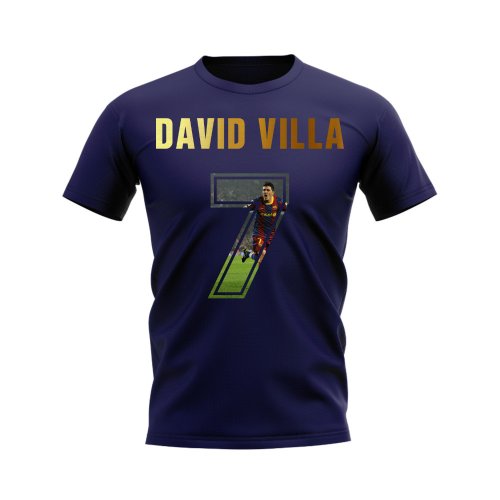 David Villa Name And Number Barcelona T-Shirt (Navy)