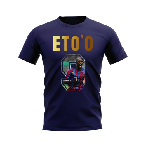 Samuel Eto\'o Name And Number Barcelona T-Shirt (Navy)