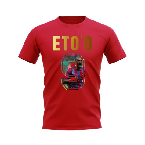 Samuel Eto\'o Name And Number Barcelona T-Shirt (Red)