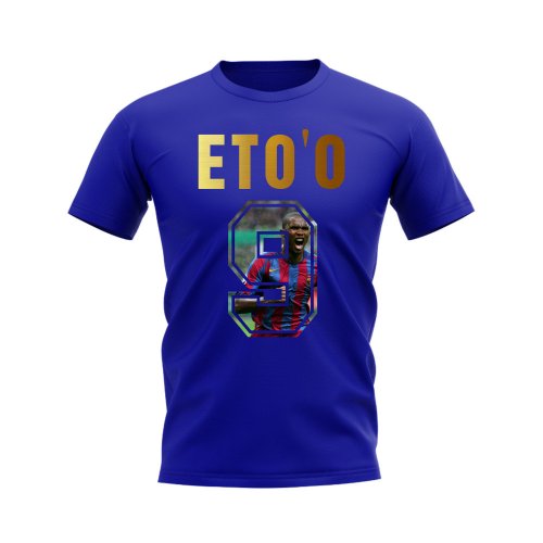 Samuel Eto\'o Name And Number Barcelona T-Shirt (Blue)