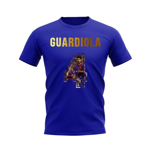 Pep Guardiola Name And Number Barcelona T-Shirt (Blue)