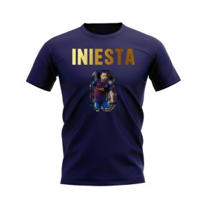 Andres Iniesta Name And Number Barcelona T-Shirt (Navy)