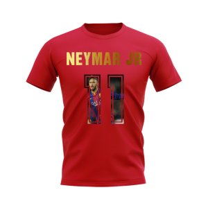 Neymar JR Name And Number Barcelona T-Shirt (Red)