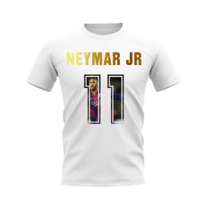 Neymar JR Name And Number Barcelona T-Shirt (White)