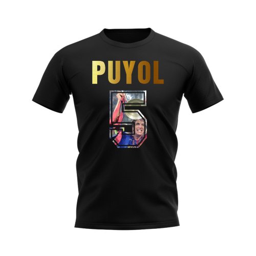 Puyol Name And Number Barcelona T-Shirt (Black)