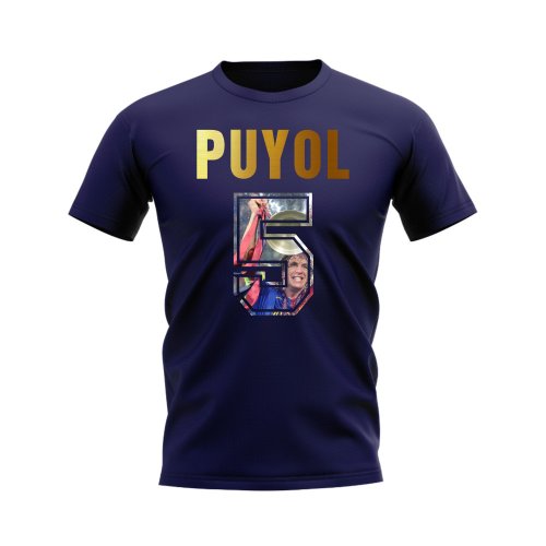 Puyol Name And Number Barcelona T-Shirt (Navy)