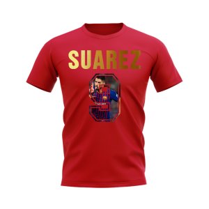 Luis Suarez Name And Number Barcelona T-Shirt (Red)