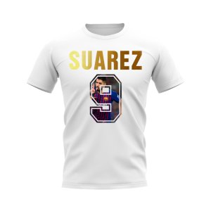 Luis Suarez Name And Number Barcelona T-Shirt (White)