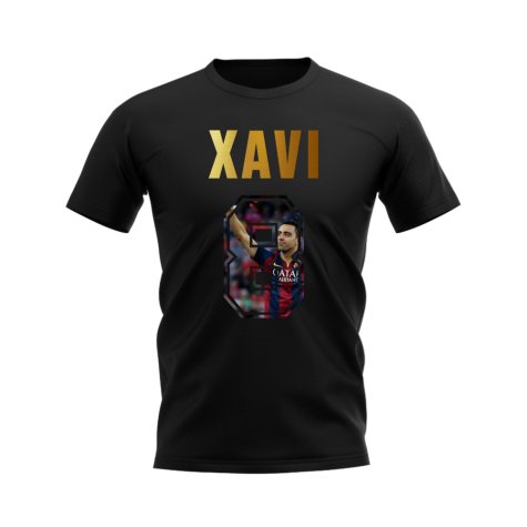 Xavi Name And Number Barcelona T-Shirt (Black)