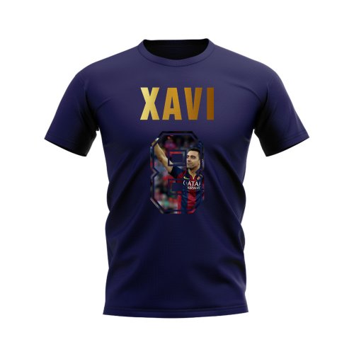 Xavi Name And Number Barcelona T-Shirt (Navy)