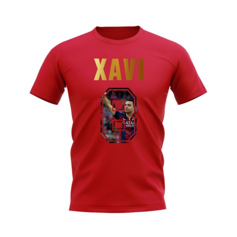 Xavi Name And Number Barcelona T-Shirt (Red)