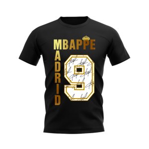 Kylian Mbappe Real Madrid Autograph T-shirt (Black)