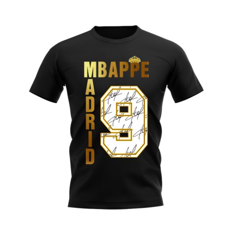 Kylian Mbappe Real Madrid Autograph T-shirt (Black)