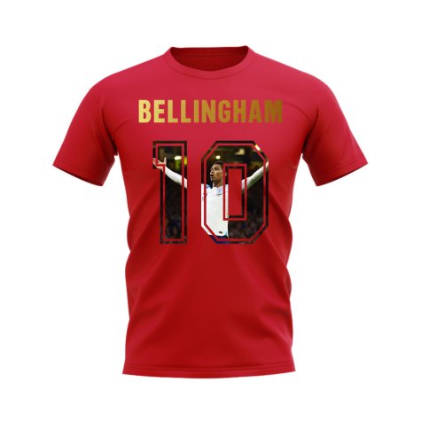 Jude Bellingham Name And Number England T-Shirt (Red)