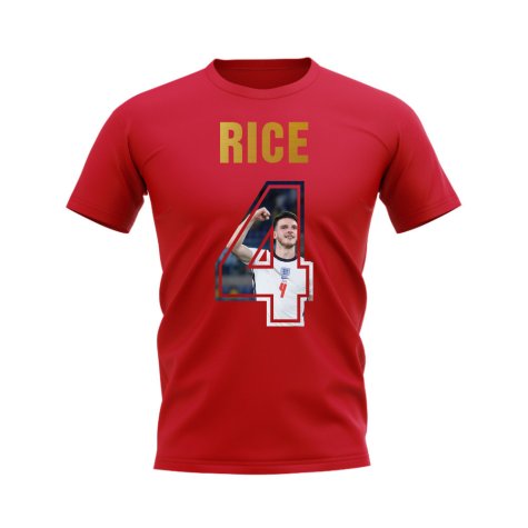Declan Rice Name And Number England T-Shirt (Red)