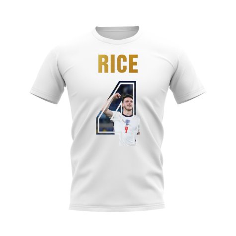 Declan Rice Name And Number England T-Shirt (White)