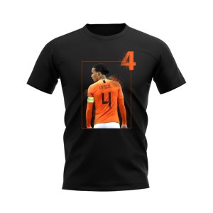 Virgil Van Dijk Holland Fade T-Shirt (Black)