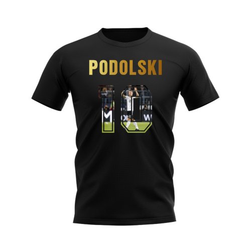 Lukas Podolski Name And Number Germany T-Shirt (Black)